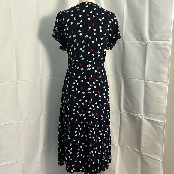 Mango Navy Blue Butterfly Maxi Dress Size 6 - Picture 3 of 12
